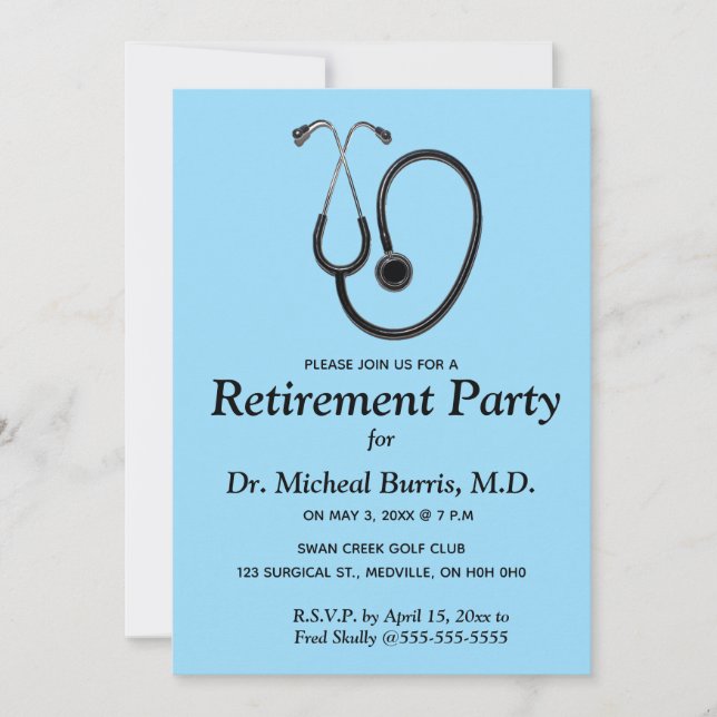 Redigerbar inbjudan för läkaryrket med stetoskop (Framsida)
