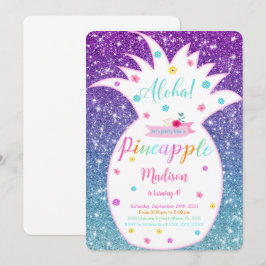Redigerbar inbjudan till ananas födelsedag