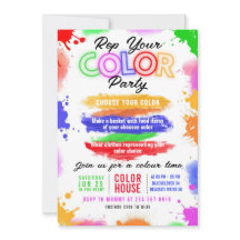 Redigerbar inbjudan till Färg Party-ljusinbjudan