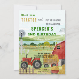 Redigerbar inbjudan till Farm Tractor Birthday