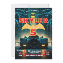 Redigerbar inbjudan till fladdermus, superhjälte B