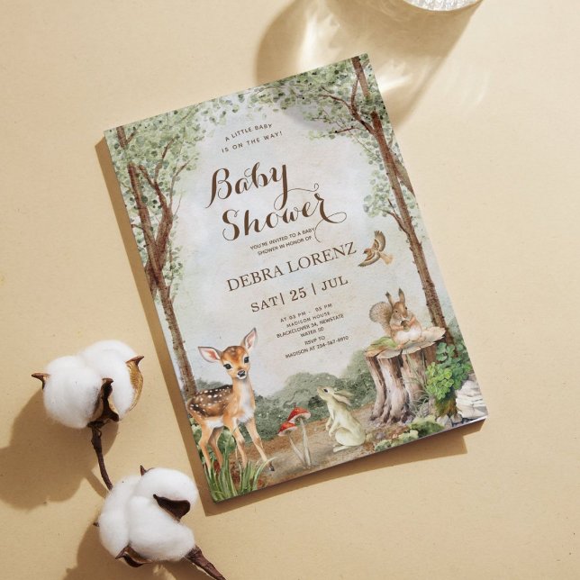 Redigerbar inbjudan till Forest Garden Baby Shower (Baby Shower Forest)