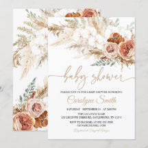 Redigerbar inbjudan till Pampas Grass Baby Shower