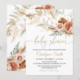 Redigerbar inbjudan till Pampas Grass Baby Shower