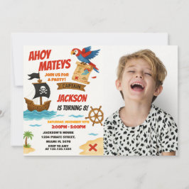 Redigerbar inbjudan till Pirat-födelsedag