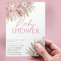 Redigerbar inbjudan till Rosa Boho Baby Shower, Pa