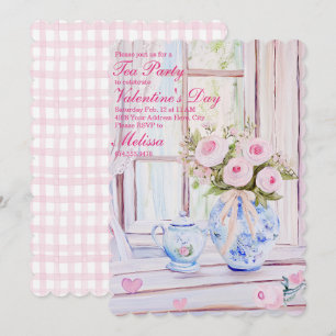 Redigerbar inbjudan till Valentine Day Tea Party