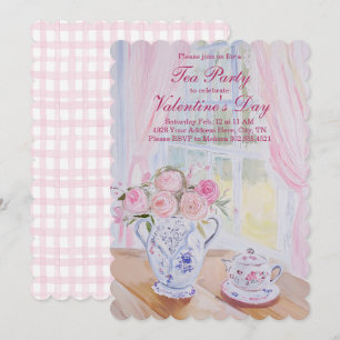 Redigerbar inbjudan till Valentine Day Tea Party