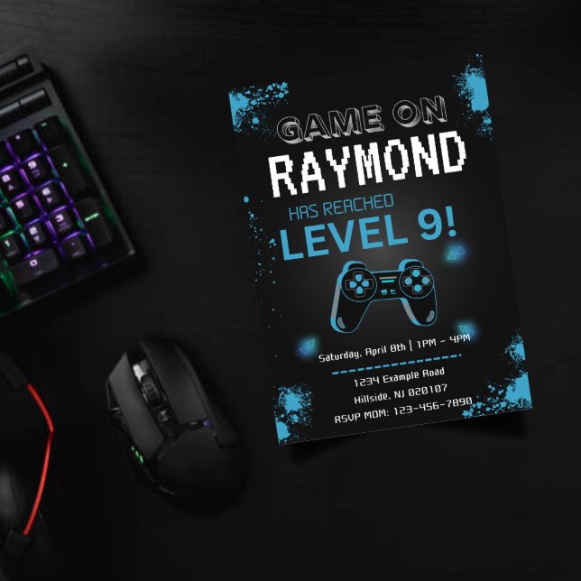 Redigerbar inbjudan till videospel på födelsedagen (Skapare uppladdad)