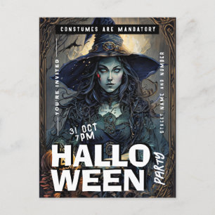 Redigerbar inbjudan till Witch Halloween fest