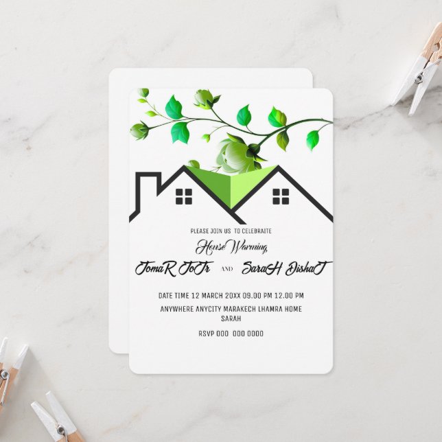 Redigerbar inflyttningsinbjudan, hus inbjudningar (Fram/Back In Situ)