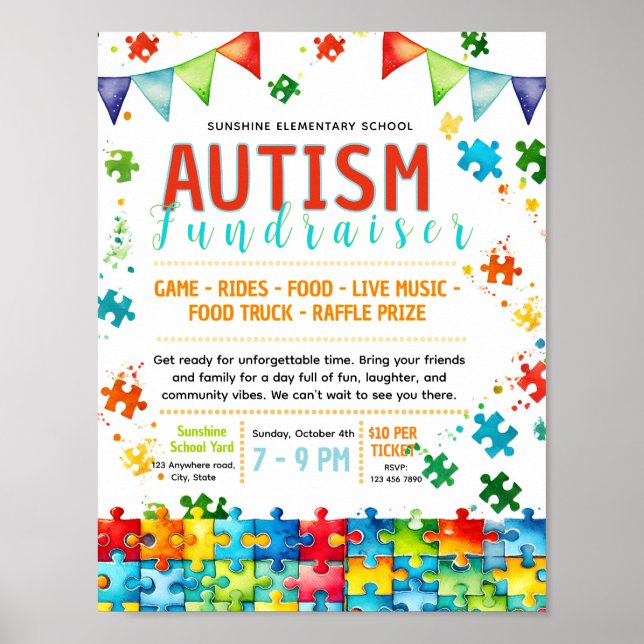 Redigerbar informationsfolder om autism för välgör poster (Framsidan)