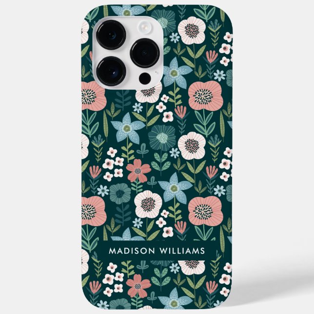 Redigerbar inskription Blommor Minimalistisk Case- (Baksida)
