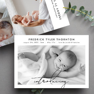 redigerbar introduktion av kollage-foto baby-födse meddelande