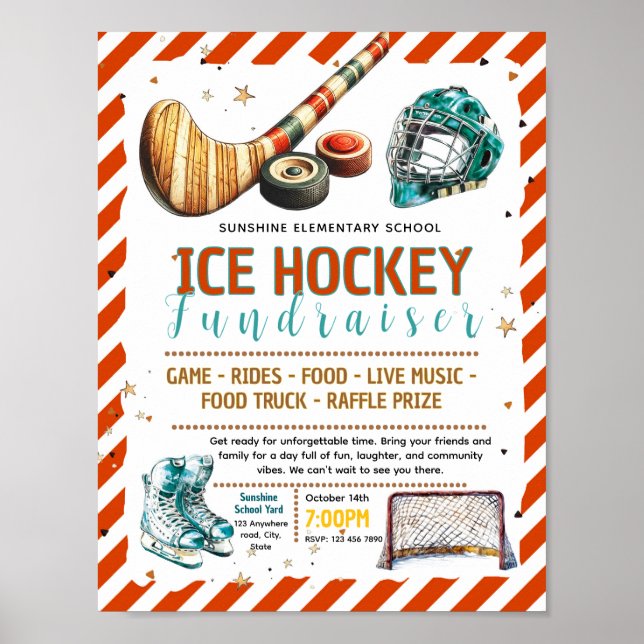 Redigerbar ishockey fundraiser flygblad poster (Framsidan)
