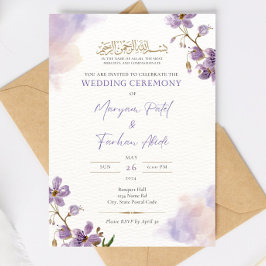 Redigerbar islamisk Nikkah-inbjudan mall Lavend
