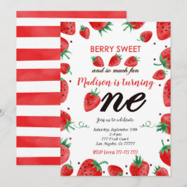 Redigerbar jordgubbsinbjudan inbjudningar