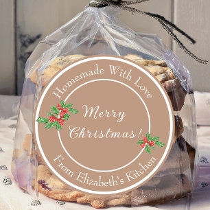 Redigerbar Jul Bakning Present Brun God Jul Runt Klistermärke