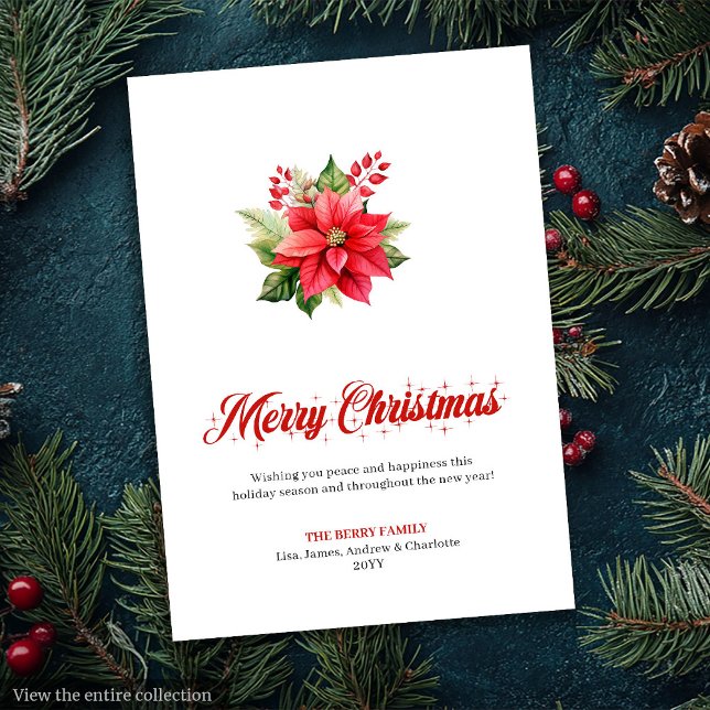 Redigerbar julblomma Klassisk julkort (Editable Christmas Flowers Classic Greeting Card

)