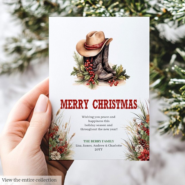 Redigerbar julhälsningskortdesign i vilda västern- julkort (Editable Wild West Christmas greeting card design

)