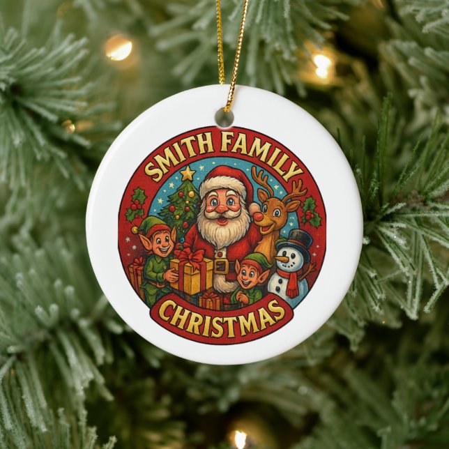 Redigerbar julhelg för familjen Festive Julgransprydnad Keramik (Träd)