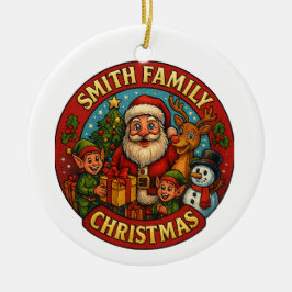 Redigerbar julhelg för familjen Festive Julgransprydnad Keramik