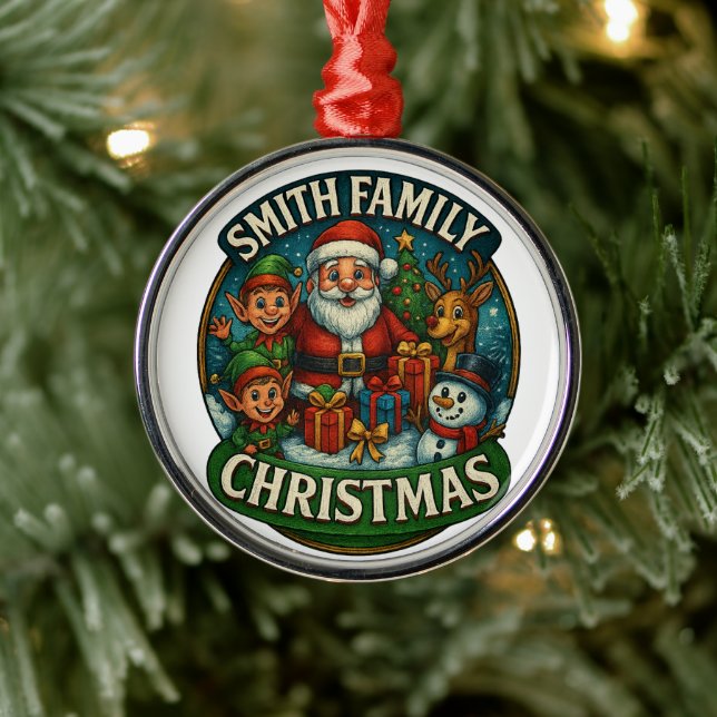 Redigerbar julhelg för familjen Festive Julgransprydnad Metall (Träd)