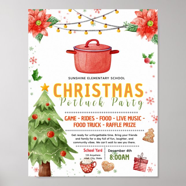 Redigerbar julpotlucks-insamlingsflygblad poster (Framsidan)