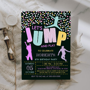 Redigerbar jump Birthday, Jump Trampoline-inbjudan Inbjudningar