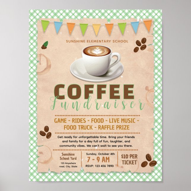 Redigerbar kaffefundraisingaffisch poster (Framsidan)