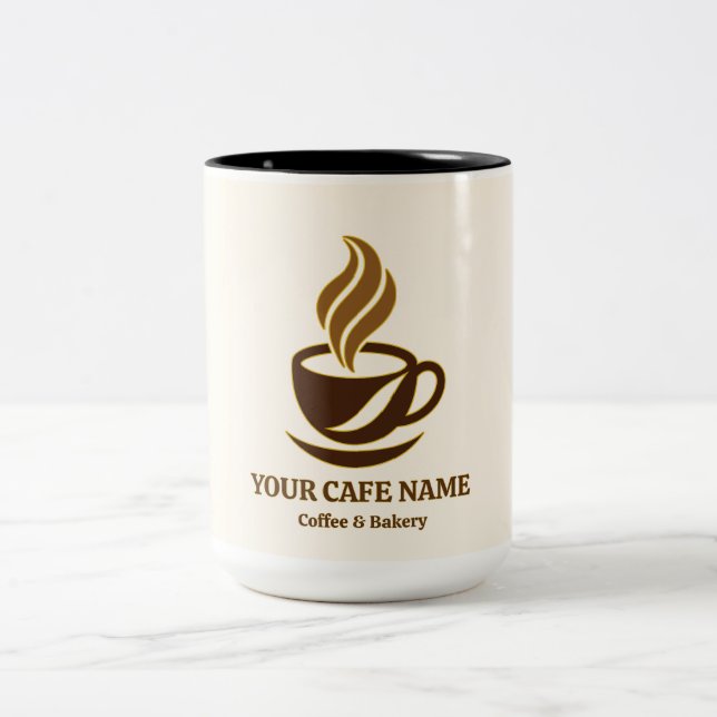Redigerbar kaffemuggsdesign för caféöppning Två-Tonad mugg (Center)