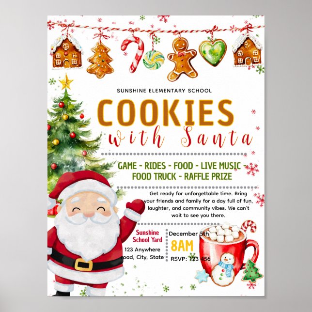 Redigerbar kakor med tomte insamlingsflygblad poster (Framsidan)
