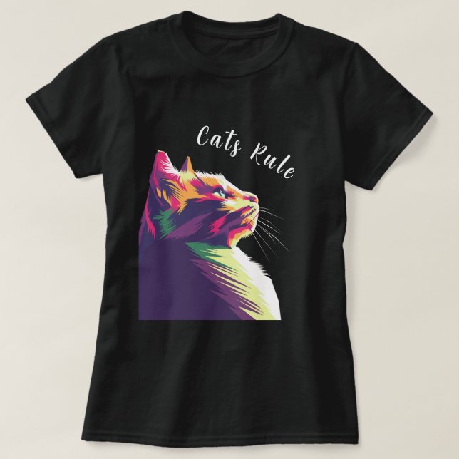 Redigerbar katteregel för modern Multifärgad för p T Shirt (Design framsida)
