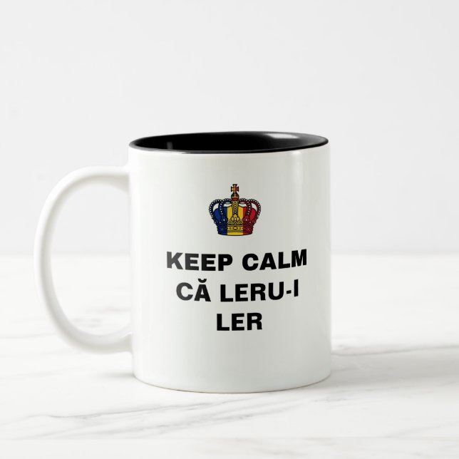 redigerbar KEEP CALM ca LERU-I LER Två-Tonad Mugg (Vänster)