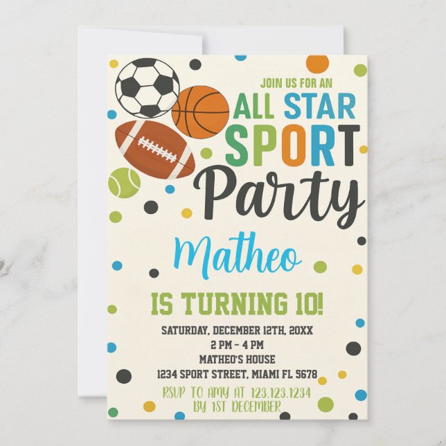 Redigerbar Kids Party-design Inbjudningar (Framsida)