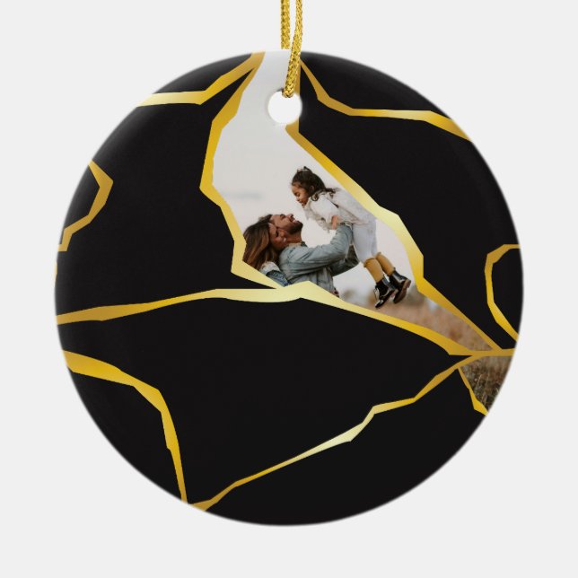 Redigerbar Kintsugi-designprydnad Julgransprydnad Keramik (Framsidan)