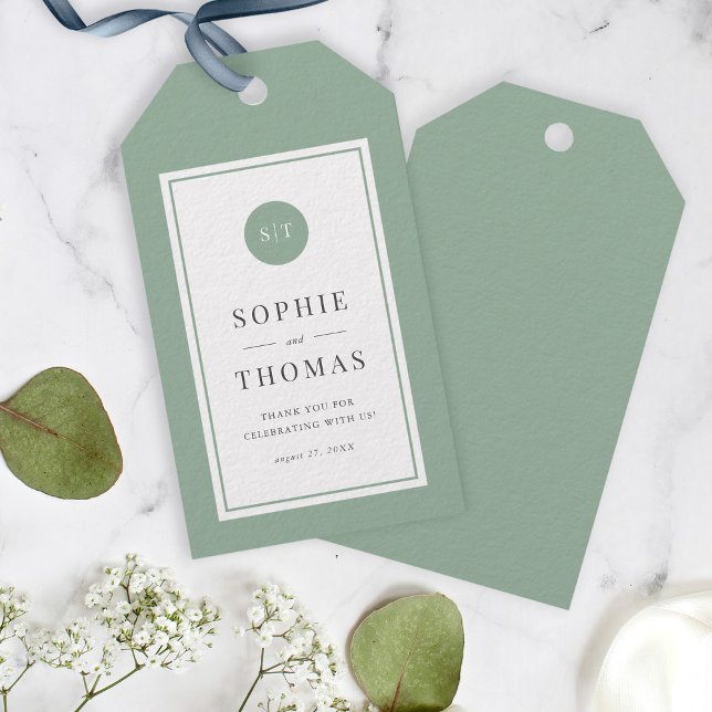 Redigerbar Klassisk Rund Monogram Bröllopsklassike Presentetikett (Skapare uppladdad)