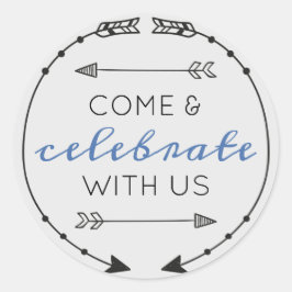 Redigerbar Kom och firande av Färg med oss Runt Klistermärke