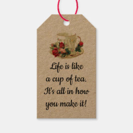 Redigerbar Kopp och såll med Ro tea-påse Presentetikett