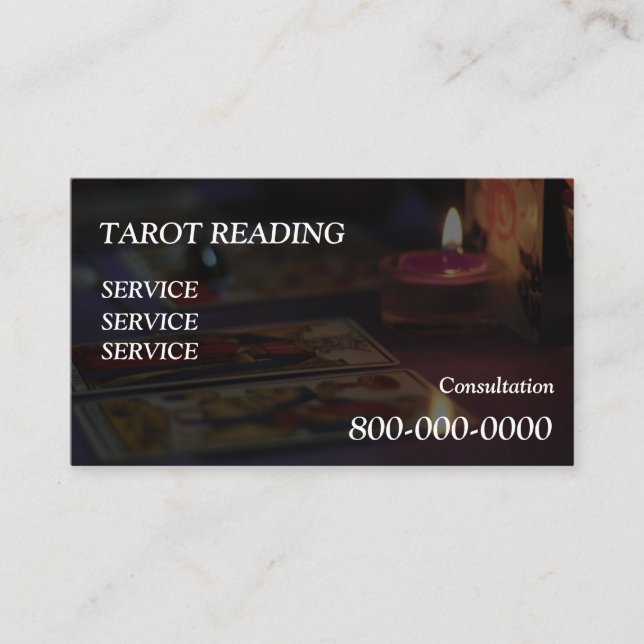 Redigerbar, Kortläsningstjänst, Tarot, Magi etc. Visitkort (Framsida)