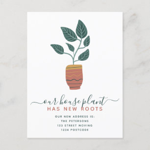 Redigerbar krukväxt retro boho script flytt meddelande vykort