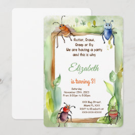 Redigerbar Kryp-Födelsedagsfest Inbjudningar