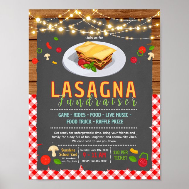 Redigerbar lasagne insamlingsflygblad poster (Framsidan)