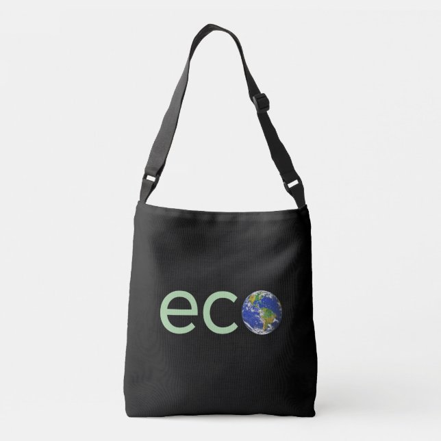 Redigerbar Limegrön Eco Earth på Svart Axelväska (Baksida)