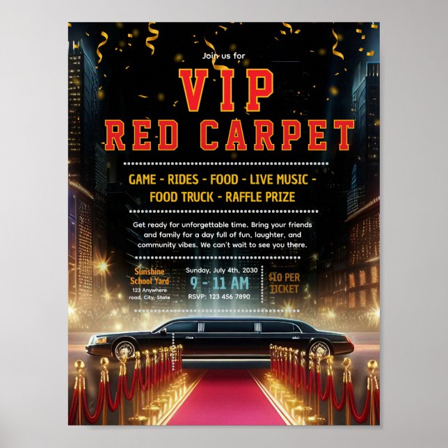 Redigerbar limousine röda mattan flygblad poster (Framsidan)