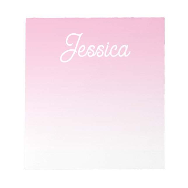 (Redigerbar) Ljusrosa färg Ombre & din text Anteckningsblock (Framsida)