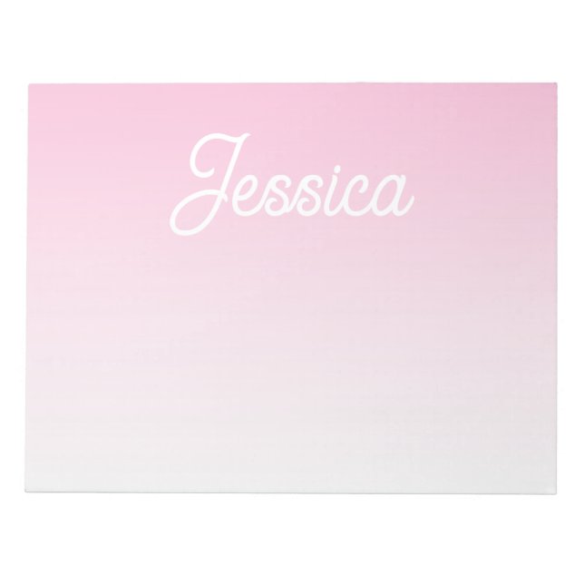 (Redigerbar) Ljusrosa färg Ombre & din text Anteckningsblock (Framsida)