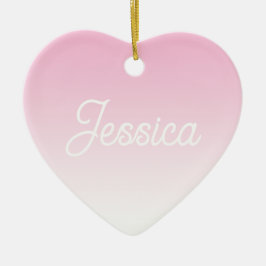 (Redigerbar) Ljusrosa färg Ombre & din text Julgransprydnad Keramik