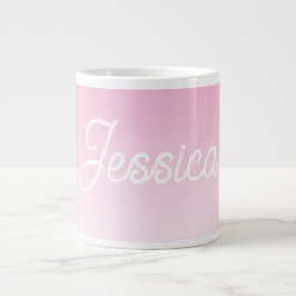 (Redigerbar) Ljusrosa färg Ombre & din text Jumbo Mugg