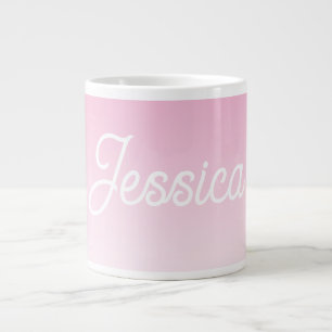 (Redigerbar) Ljusrosa färg Ombre & din text Jumbo Mugg